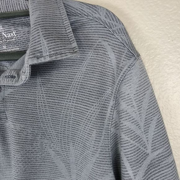 Nat Nast Medium Striped Leaf Print Polo Pullover Shirt - Picture 2 of 6